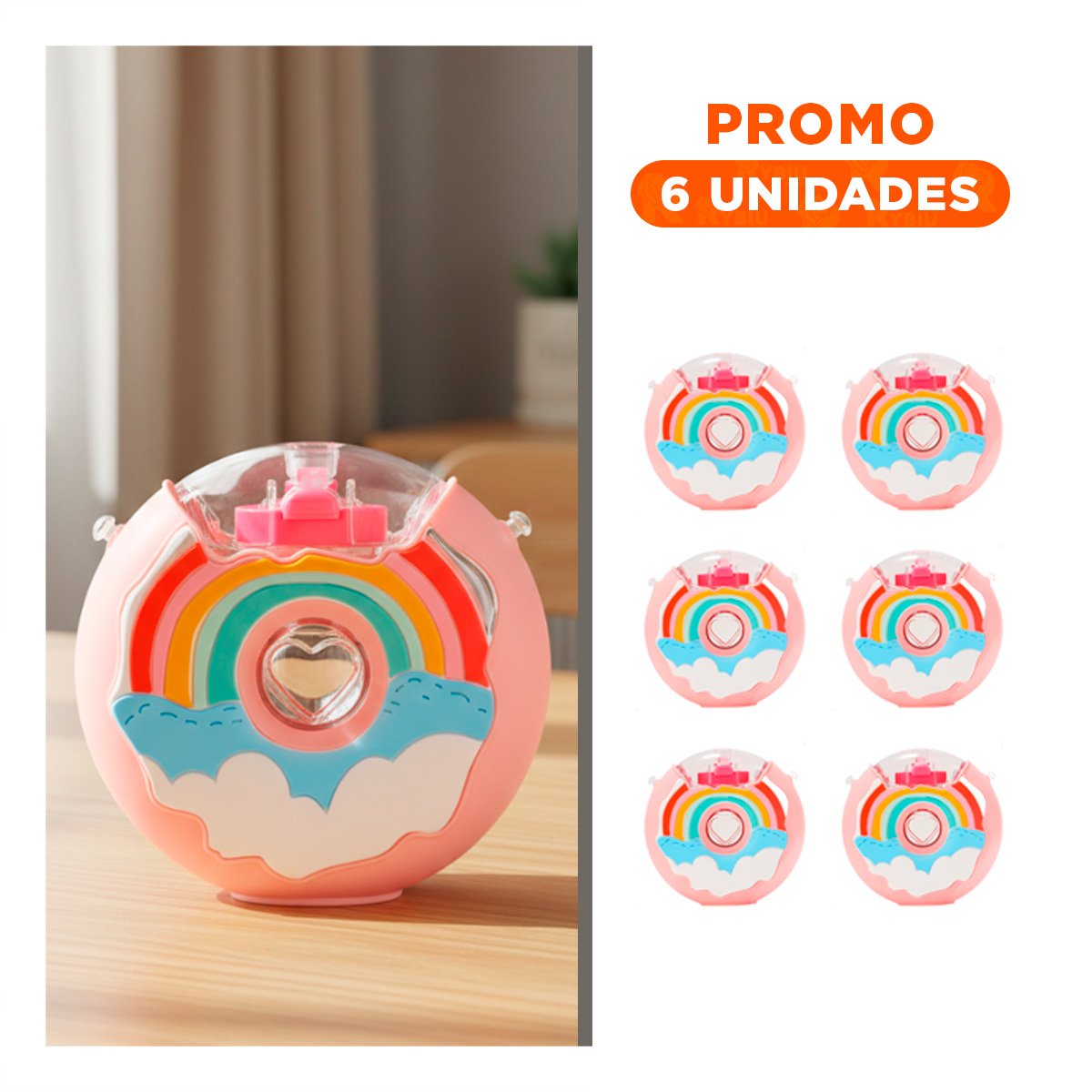 PACK6 BOTELLA PARA BEBIDAS FUCSIA CIRCULAR 14X5CM COMPACTA Y LIGERA - 1