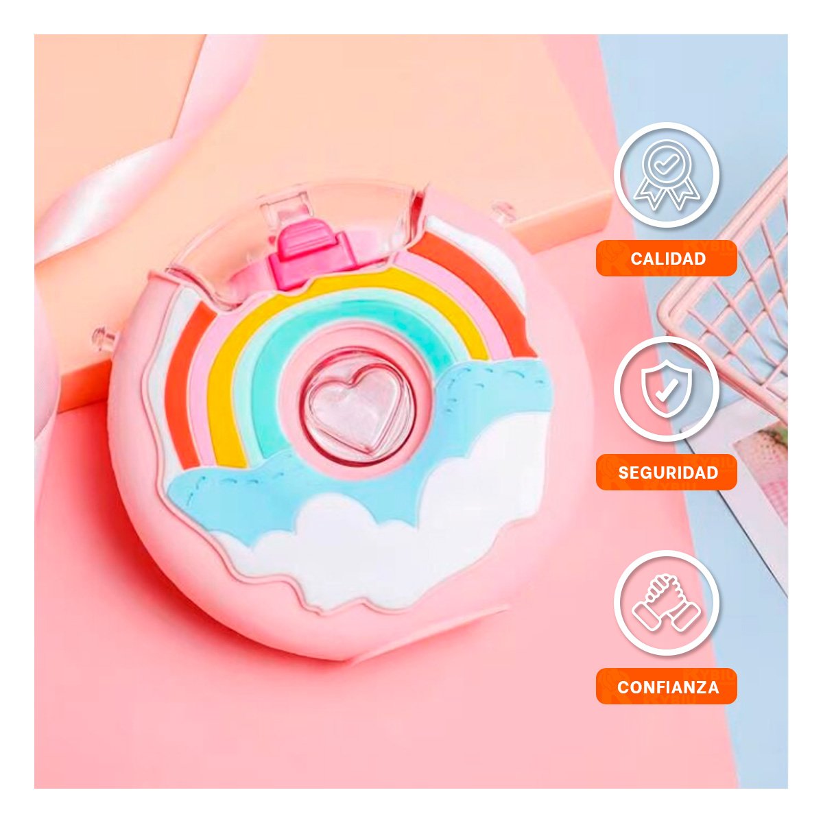 PACK6 BOTELLA PARA BEBIDAS FUCSIA CIRCULAR 14X5CM COMPACTA Y LIGERA - 5