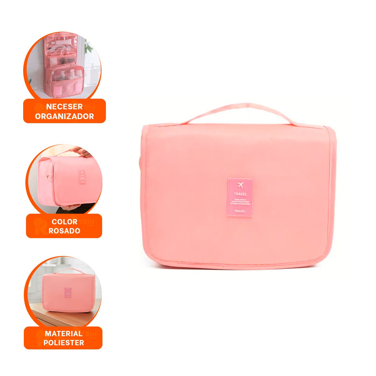PACK6 COSMETIQUERO 24X8X19 CM ROSADO FUNCIONAL PARA PREPARARSE Y+REGALO STICKER - 2