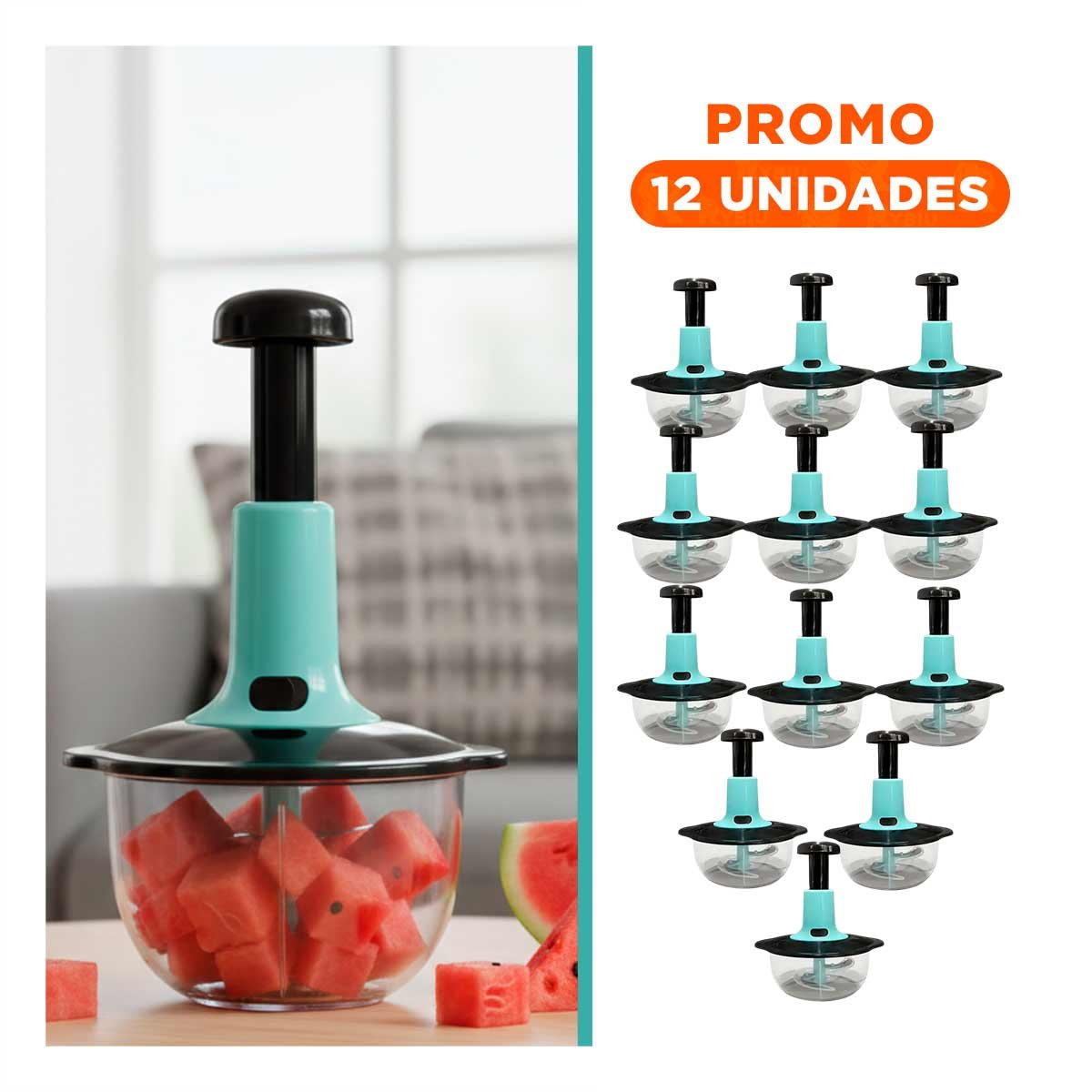 PACK12 CORTADOR MULTIFUNCIONAL 1 5L BLANCO Y PLOMO PARA PREPARAR ALIMENTOS Y+REGALO STICKER - 1