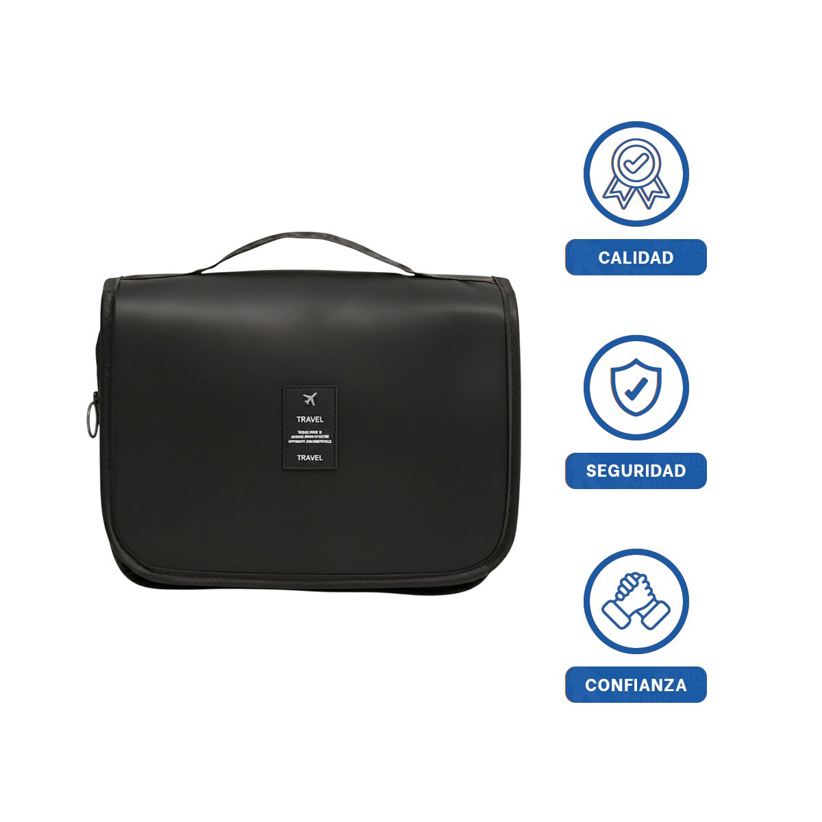 PACK6 BOLSO ORGANIZADOR 24X8X19CM NEGRO PARA LLEVAR ARTICULOS DE ASEO Y+REGALO STICKER - 2
