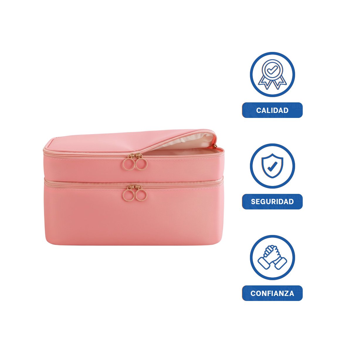 PACK6 ESTUCHE MODERNO 4 ESPACIOS 30X16X17CM ROSADO PARA MUJER Y+REGALO STICKER - 2