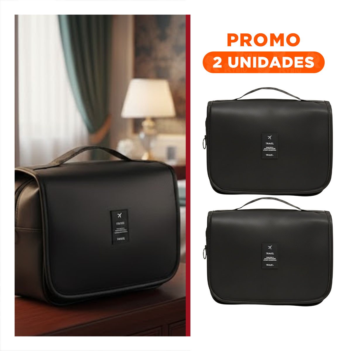 PACK2 ESTUCHE 24X8X19CM NEGRO COLGANTE PARA EQUIPAJE DE CABINA O MOCHILA PERSONAL - 1