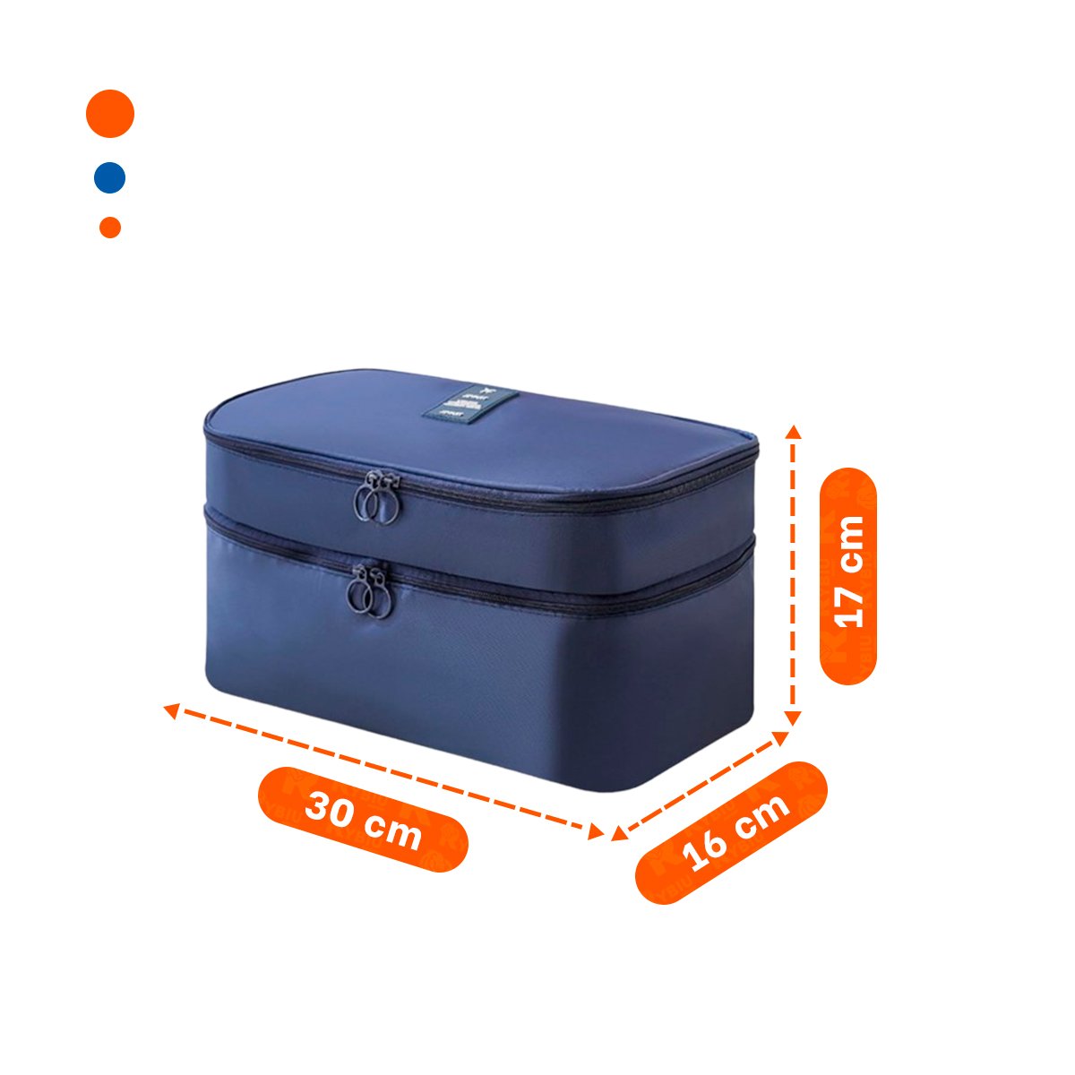 PACK4 ESTUCHE PRACTICO 4 ESPACIOS 30X16X17CM AZUL PARA VIAJE - 4
