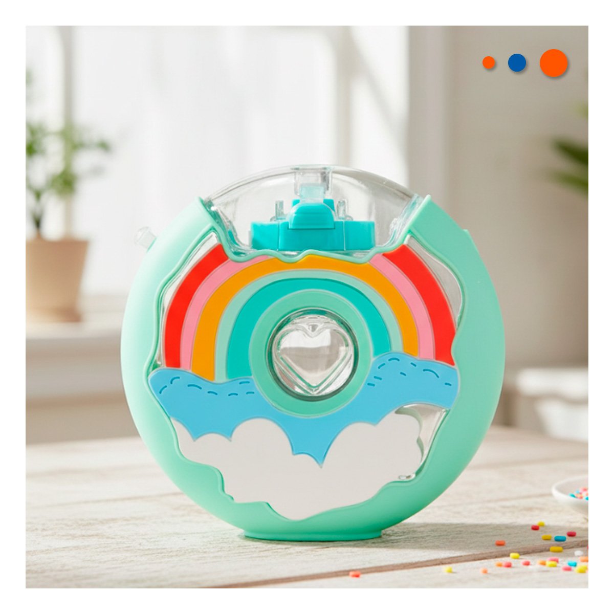 PACK4 RECIPIENTE PARA AGUA FUCSIA CIRCULAR 14X5CM PORTATIL Y FUNCIONAL Y+REGALO STICKER - 3