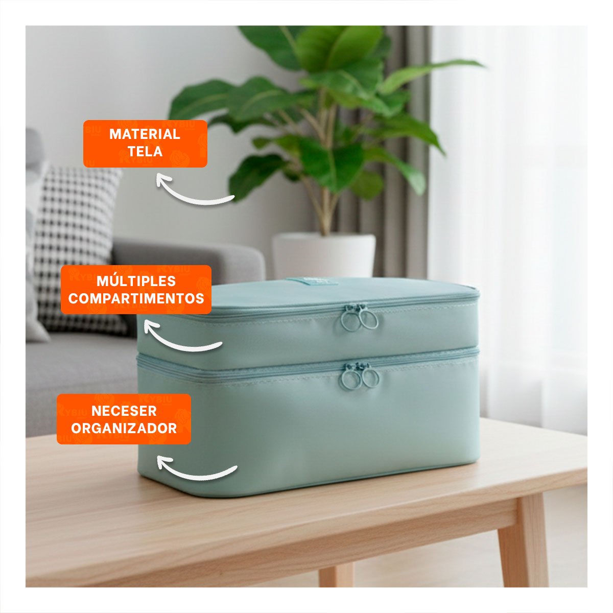 PACK6 BOLSO MODERNO 4 ESPACIOS 30X16X17CM CELESTE PARA HOGAR Y+PAPEL REGALO - 2