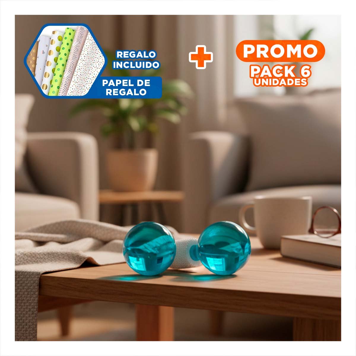 PACK6 KIT FACIAL CON GLOBOS DE HIELO CELESTE PAR PARA RELAJAR LA PIEL Y+PAPEL REGALO - 1