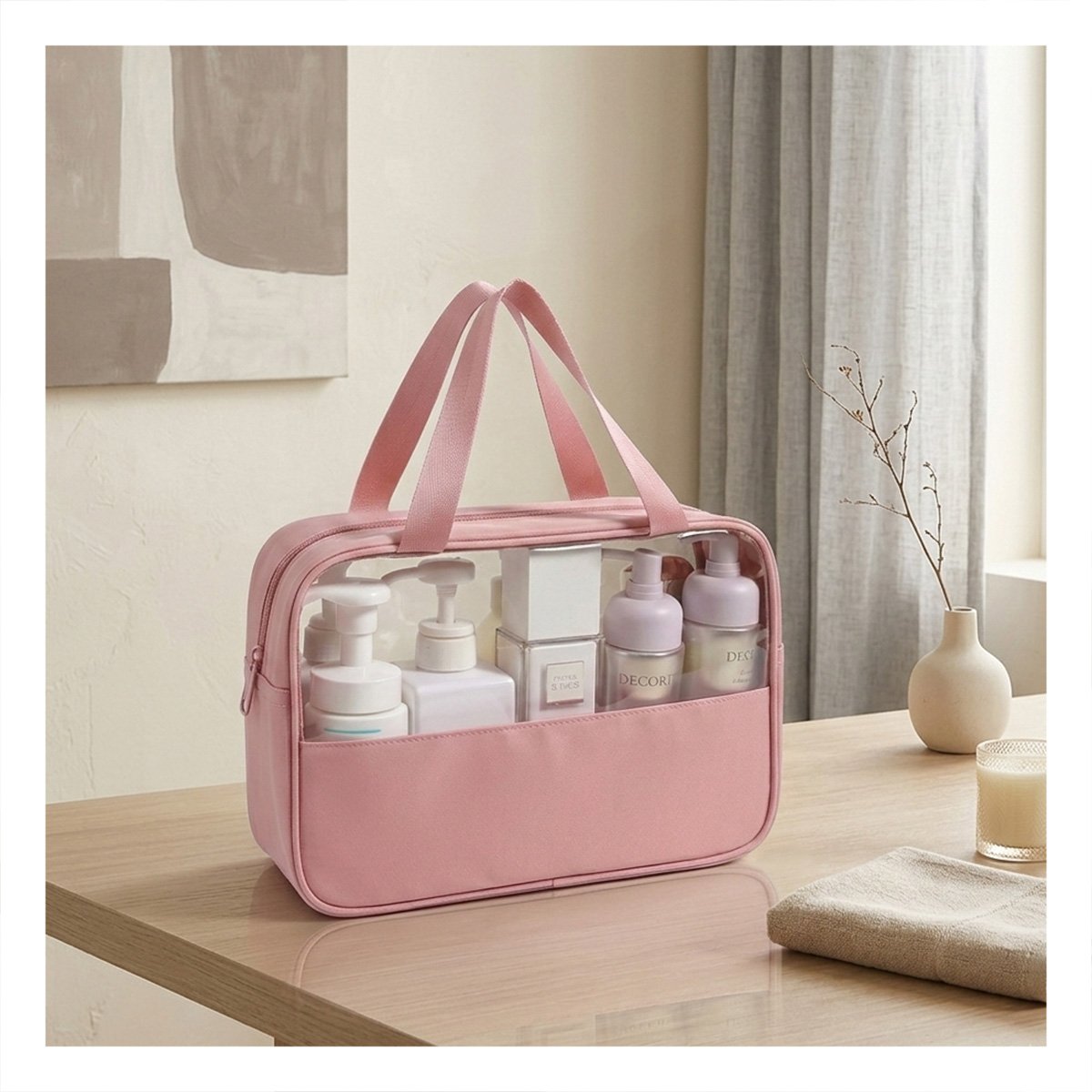 PACK2 EQUIPO NECESER RECTANGULAR CON ASAS ROSADO MATERIAL DURABLE Y+PAPEL REGALO - 2