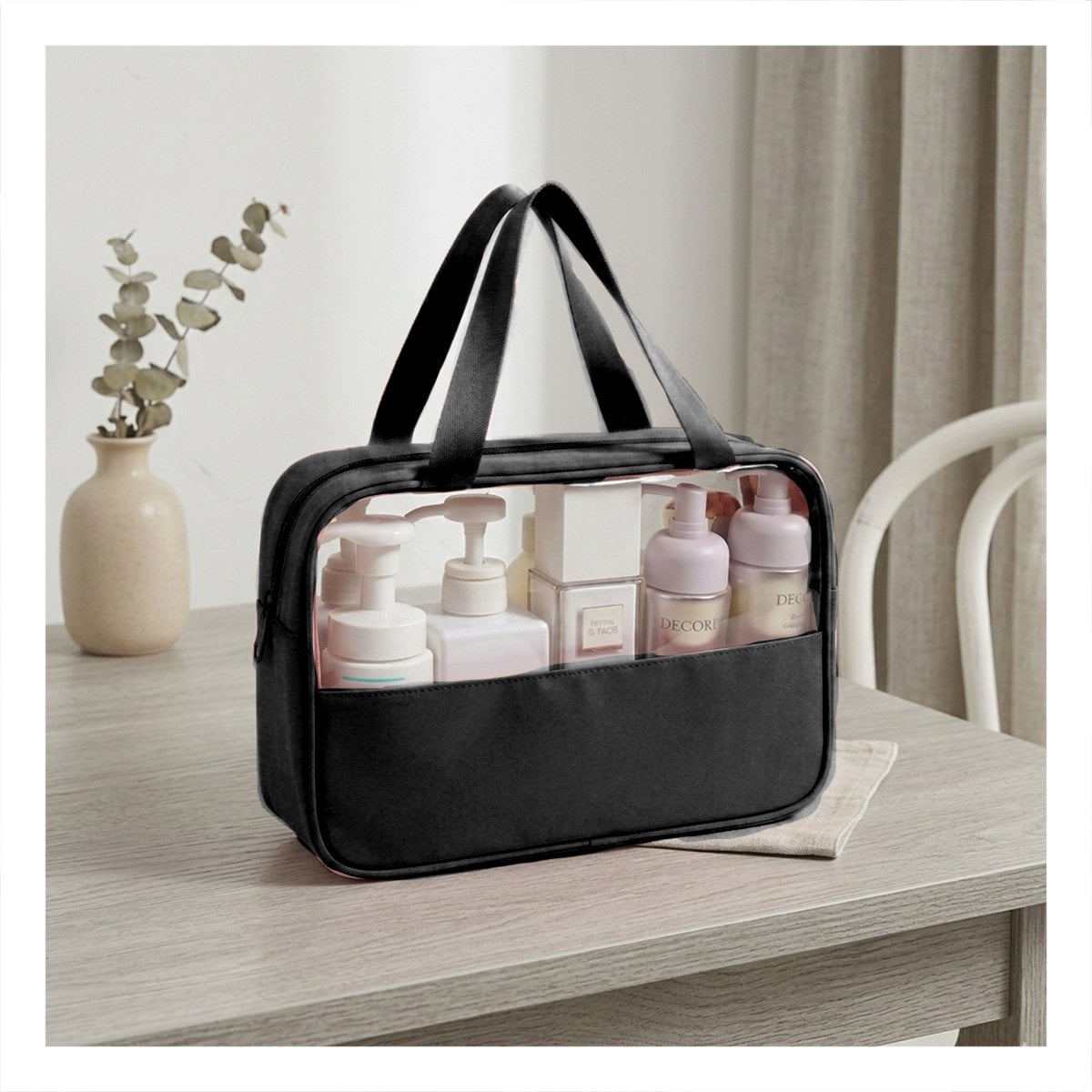 PACK12 ESTUCHE RECTANGULAR CON ASAS PARA MAQUILLAJE NEGRO COMPACTO Y MODERNO Y+REGALO STICKER - 5