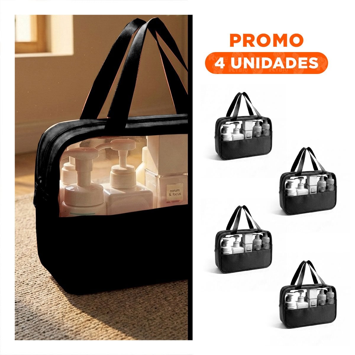 PACK4 CAJA RECTANGULAR CON ASAS PARA MAQUILLAJE NEGRO LIGERO Y DURADERO Y+REGALO STICKER - 1
