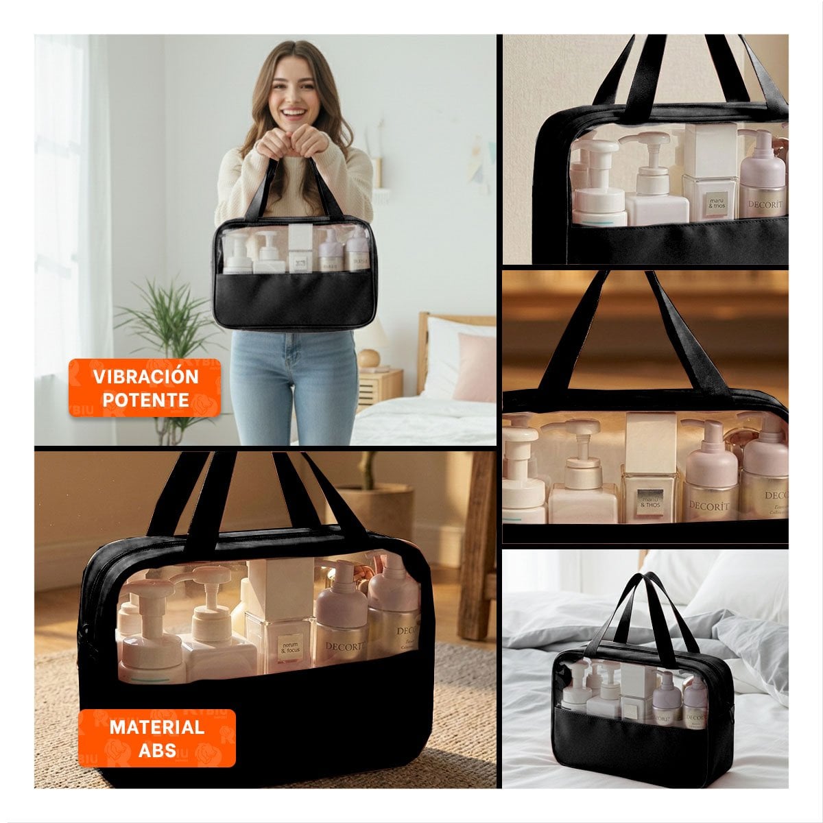 PACK4 CAJA RECTANGULAR CON ASAS PARA MAQUILLAJE NEGRO LIGERO Y DURADERO Y+REGALO STICKER - 2