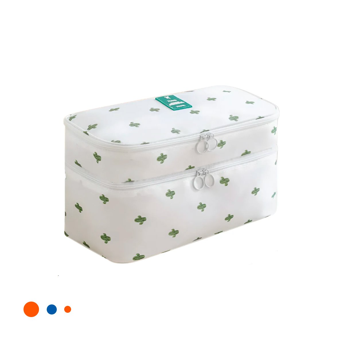 PACK2 BOLSA ORGANIZADORA 4 ESPACIOS 30X16X17CM PARA MAQUILLAJE BLANCO CACTUS Y+REGALO STICKER - 2