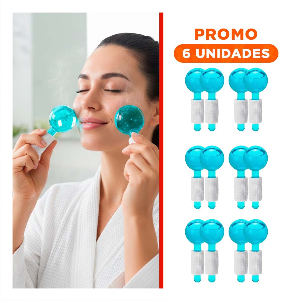 PACK6 SET FACIAL CON GLOBOS DE HIELO CELESTE PAR PARA CUIDADO EN CASA - 1