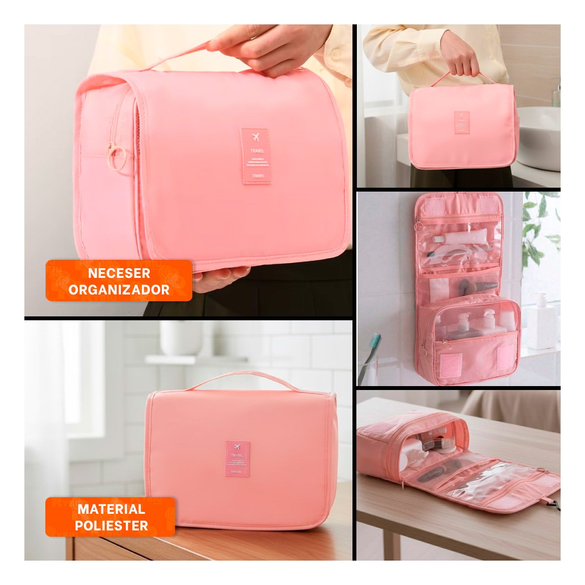 ORGANIZADOR DE VIAJE 24X8X19 CM ROSADO COLGADOR PARA EQUIPAJE DE CABINA - 5