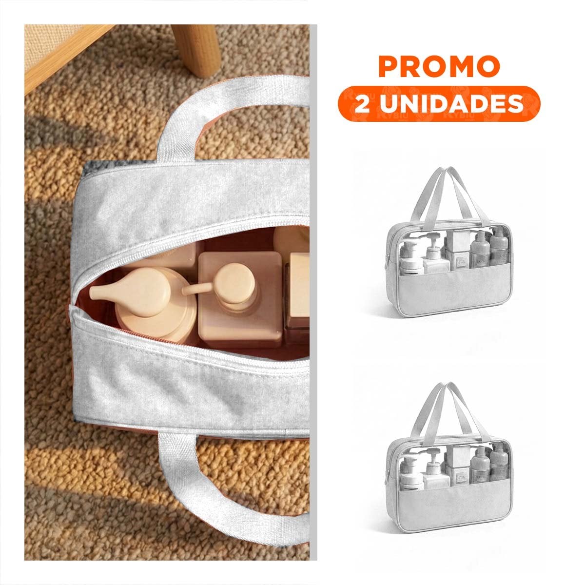 PACK2 ORGANIZADOR RECTANGULAR CON ASAS PARA ASEO ROSADO RESISTENTE Y PRACTICO - 1