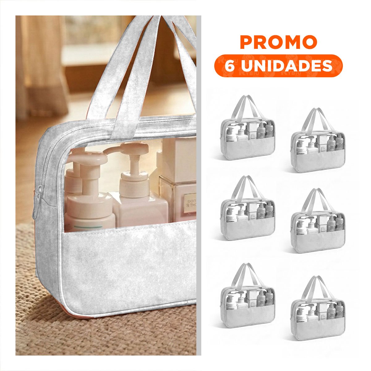 PACK6 MALETIN RECTANGULAR CON ASAS PARA ASEO ROSADO COMPACTO Y FUNCIONAL - 1