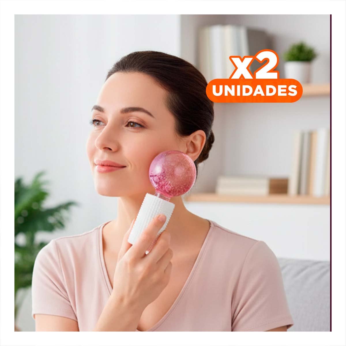 PACK2 APLICADOR FACIAL GLOBOS DE HIELO PAR ROSADO ESTILO MODERNO Y+REGALO STICKER - 1