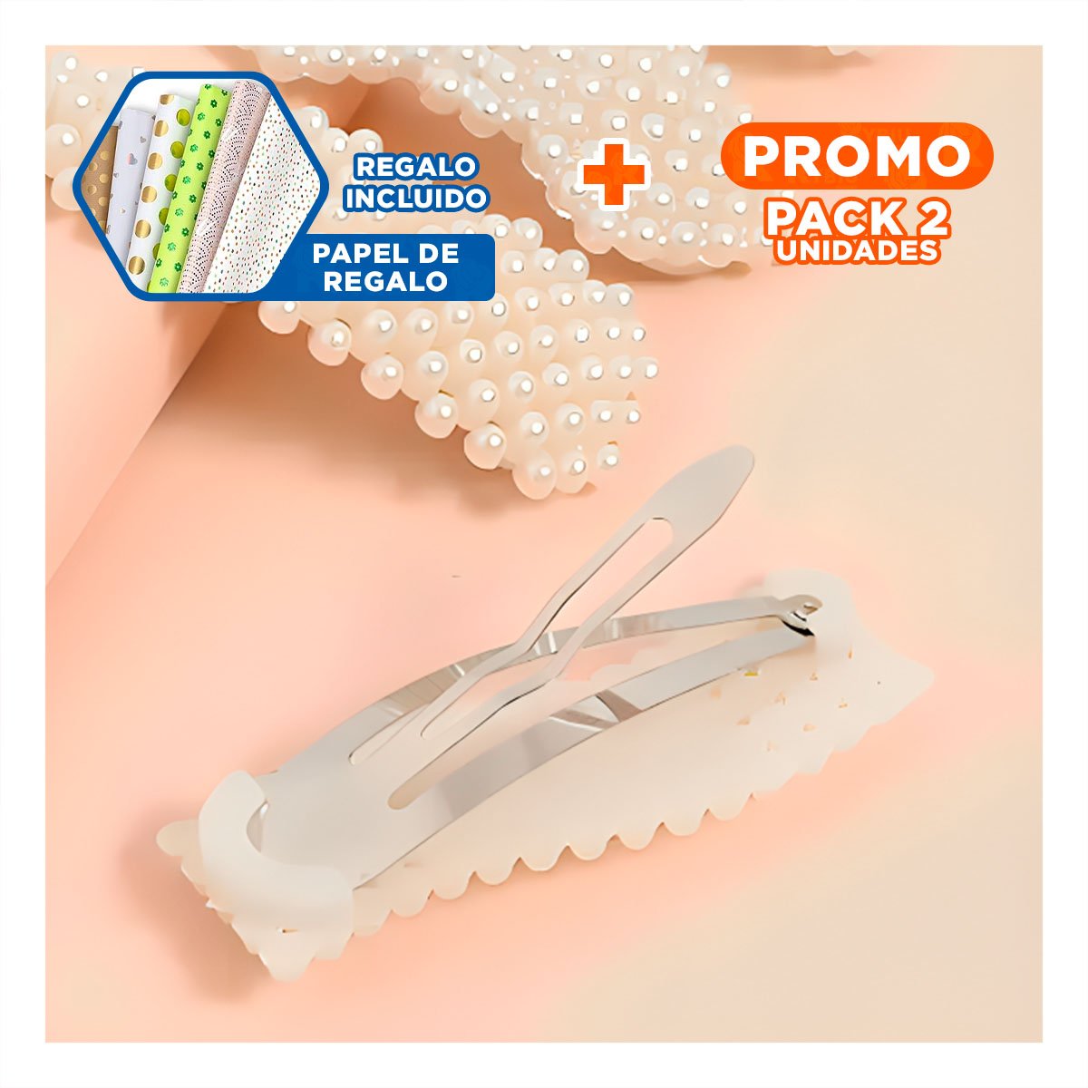 PACK2 JUEGO 6 GANCHOS DE CABELLO CON PERLAS BEIGE ACCESORIO MODA Y+PAPEL REGALO - 1