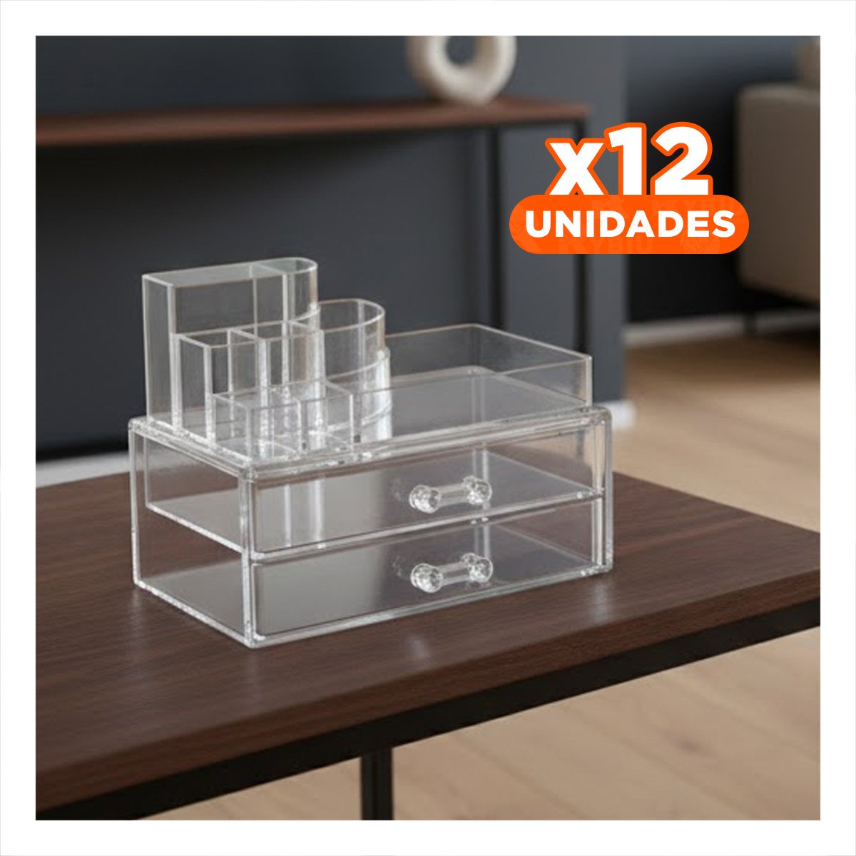 PACK12 CAJA DE ORGANIZACION ACRILICA TRANSPARENTE PARA USO DIARIO EN CASA - 1