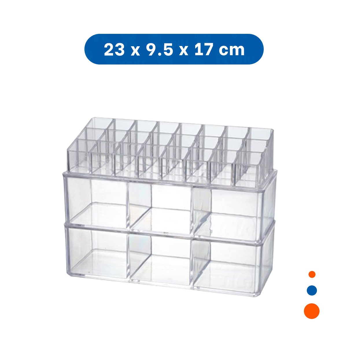 CAJA PARA LABIALES DE ACRILICO 2 PISOS 3 DIVISIONES TRANSPARENTE Y+PAPEL REGALO - 4