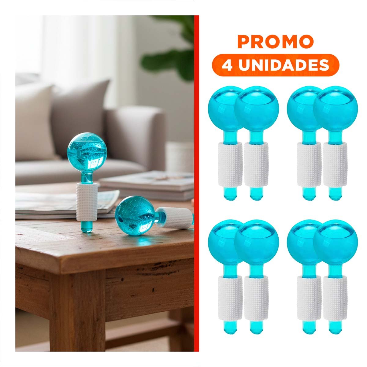 PACK4 MASAJEADOR FACIAL CON GLOBOS DE HIELO CELESTE PAR PARA BIENESTAR FACIAL Y+REGALO STICKER - 1