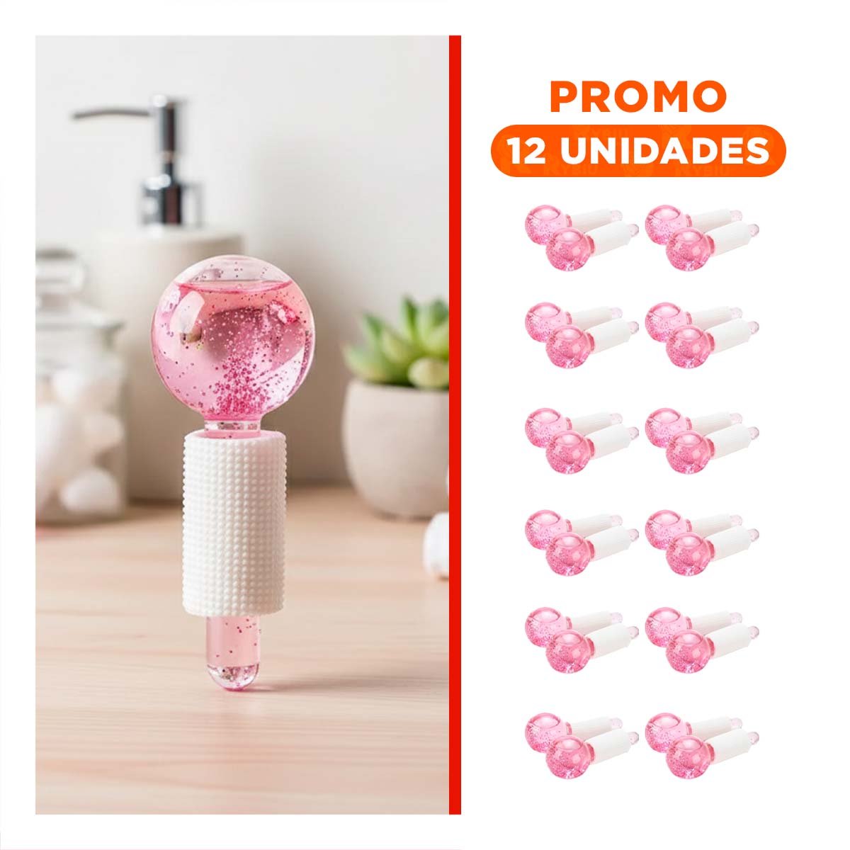 PACK12 SET FACIAL GLOBOS DE HIELO PAR ROSADO PARA BELLEZA EN CASA Y+REGALO STICKER - 1