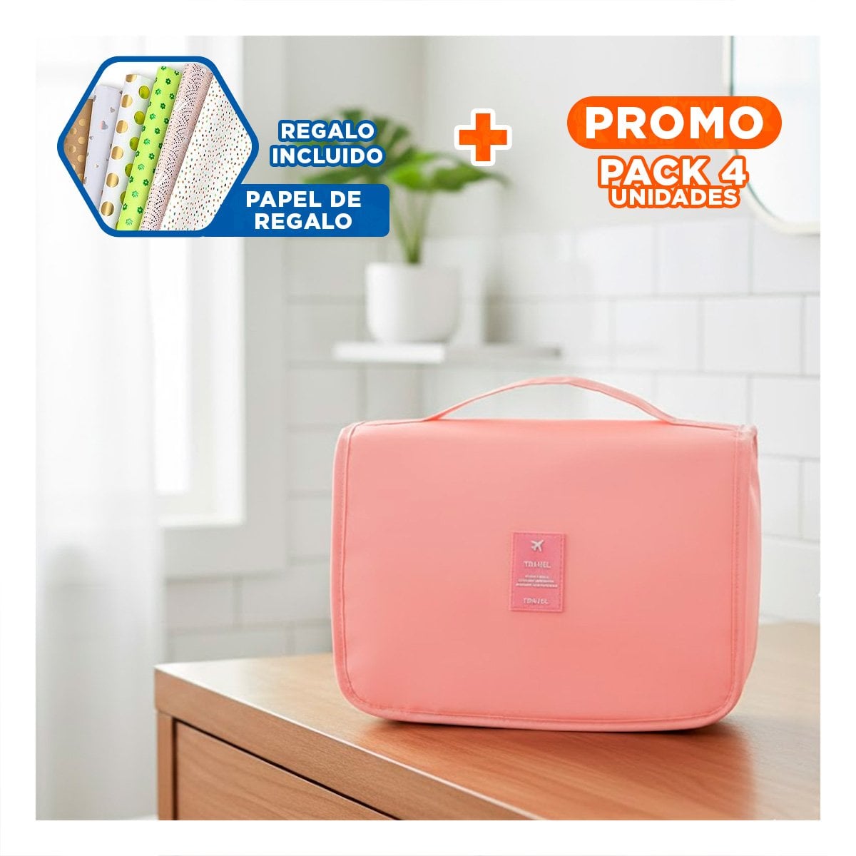 PACK4 PORTAOBJETOS COLGADOR 24X8X19 CM ROSADO PARA EQUIPAJE MAS ORDENADO Y+PAPEL REGALO - 1