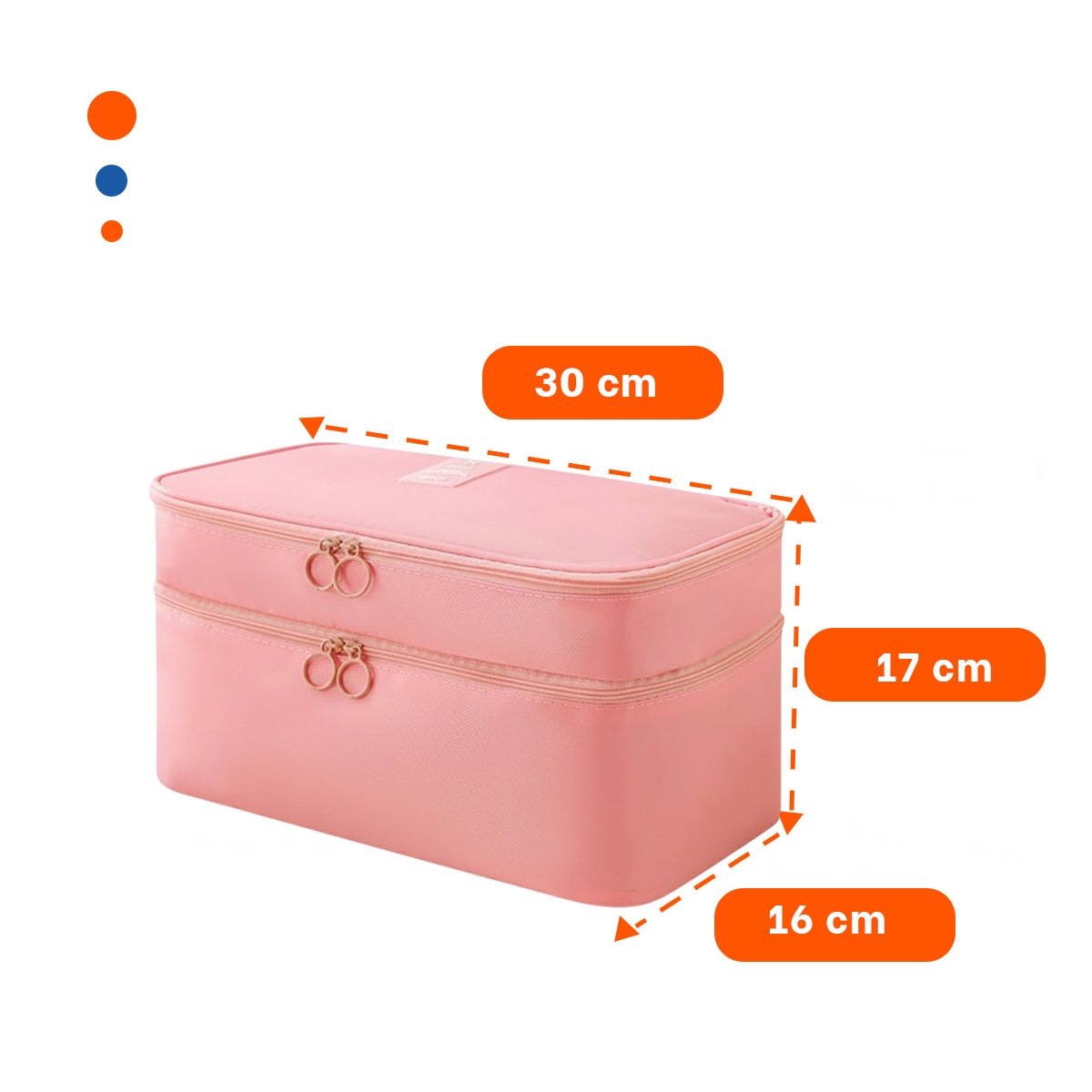 BOLSO DE VIAJE 4 ESPACIOS 30X16X17CM ROSADO PARA MAQUILLAJE Y+REGALO STICKER - 4
