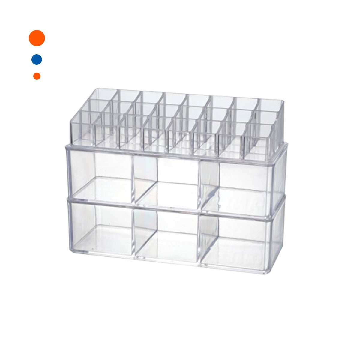 ORGANIZADOR PARA MAQUILLAJE DE ACRILICO 2 PISOS 3 DIVISIONES TRANSPARENTE - 3