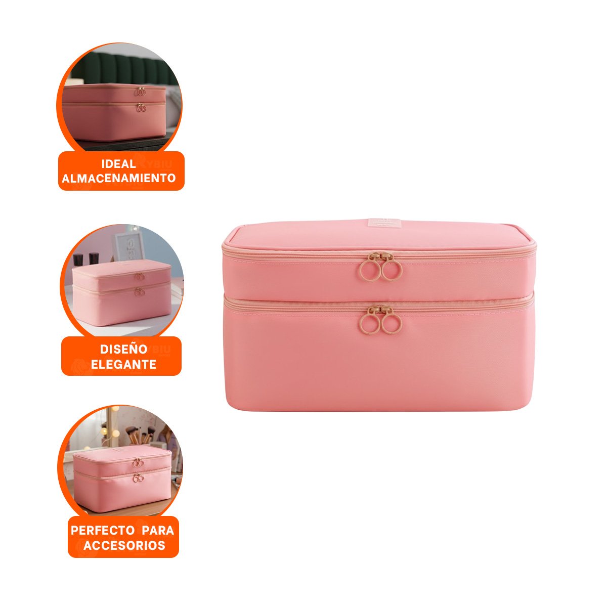 PORTA ACCESORIOS 4 ESPACIOS 30X16X17CM ROSADO PARA MUJER - 3