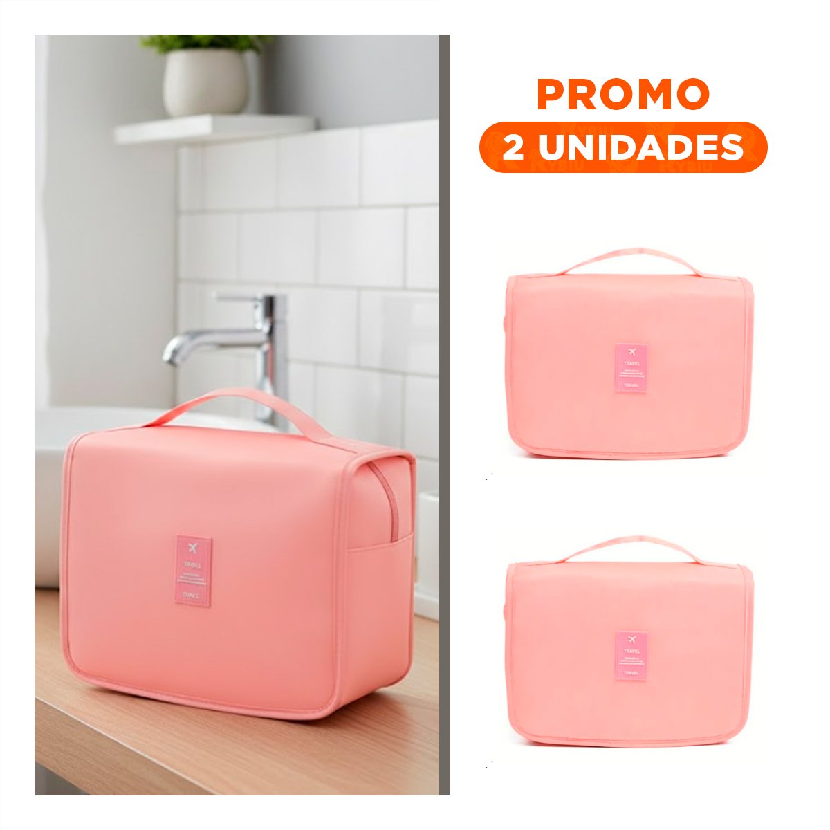 PACK2 ORGANIZADOR 24X8X19 CM ROSADO PARA VIAJES CORTOS O LARGOS CON FACIL ACCESO - 1