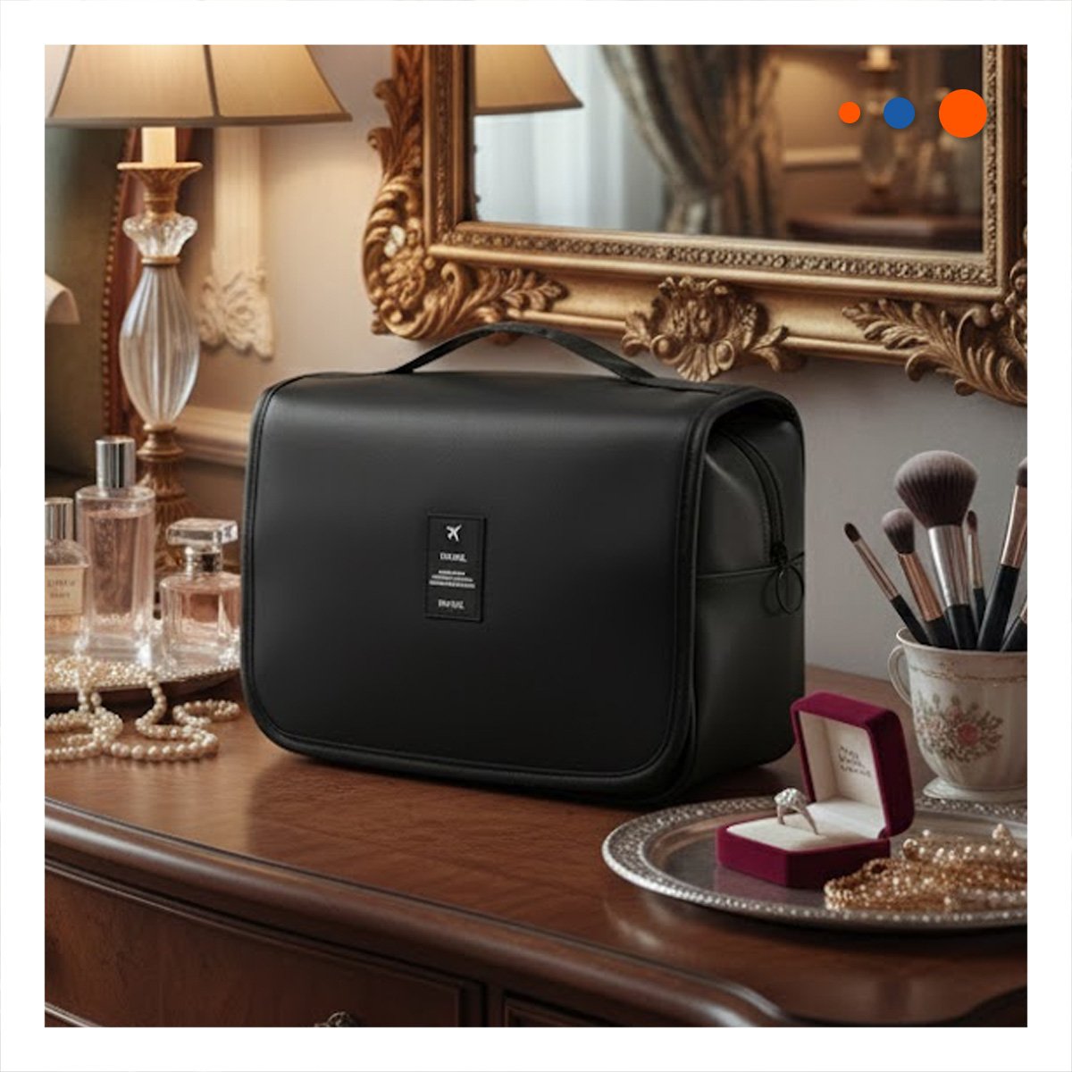 PACK4 NECESER ORGANIZADOR 24X8X19CM NEGRO DISEÑADO PARA VIAJAR CON TODO Y+PAPEL REGALO - 2