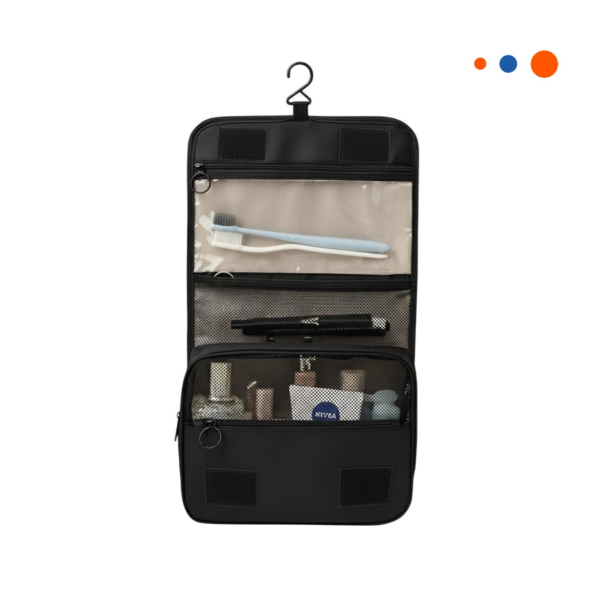 PACK4 NECESER ORGANIZADOR 24X8X19CM NEGRO DISEÑADO PARA VIAJAR CON TODO Y+PAPEL REGALO - 3