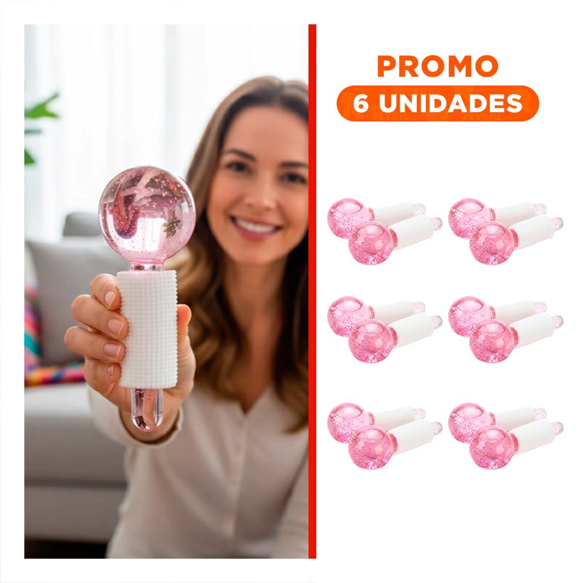 PACK6 TERAPIA FACIAL GLOBOS DE HIELO PAR ROSADO PARA BELLEZA - 1