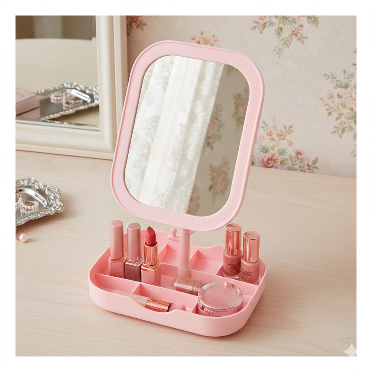 PACK6 SISTEMA TOCADOR LED CUADRADO ROSADO CON ESPACIOS DE ORDEN Y+REGALO STICKER - 5