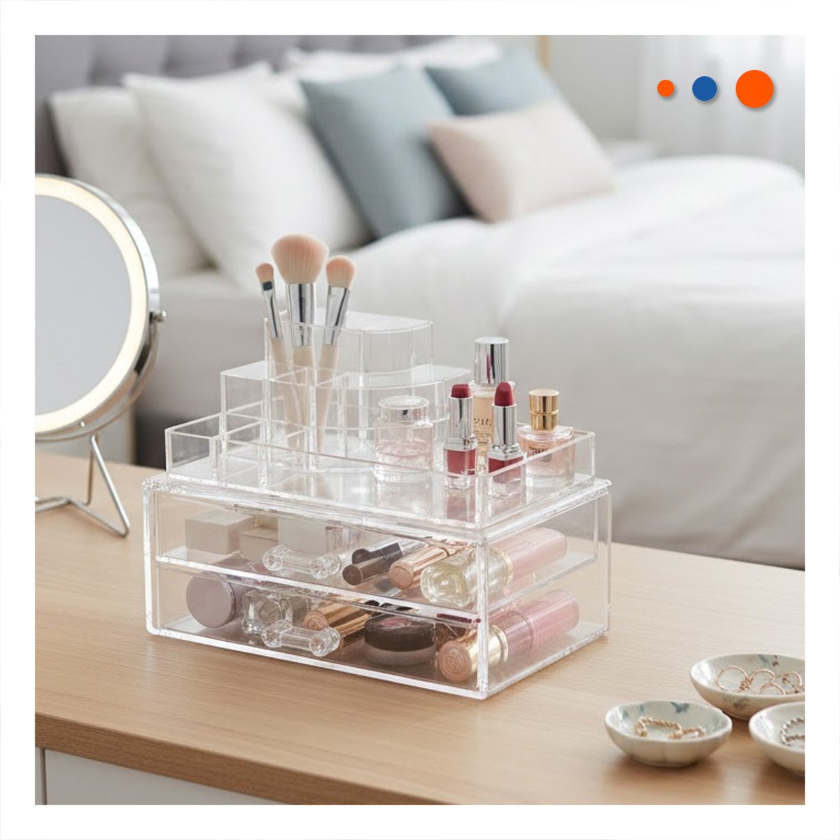 ESTUCHE ORGANIZADOR ACRILICO PARA COSMETICOS CON DISEÑO TRANSPARENTE MODERNO - 2