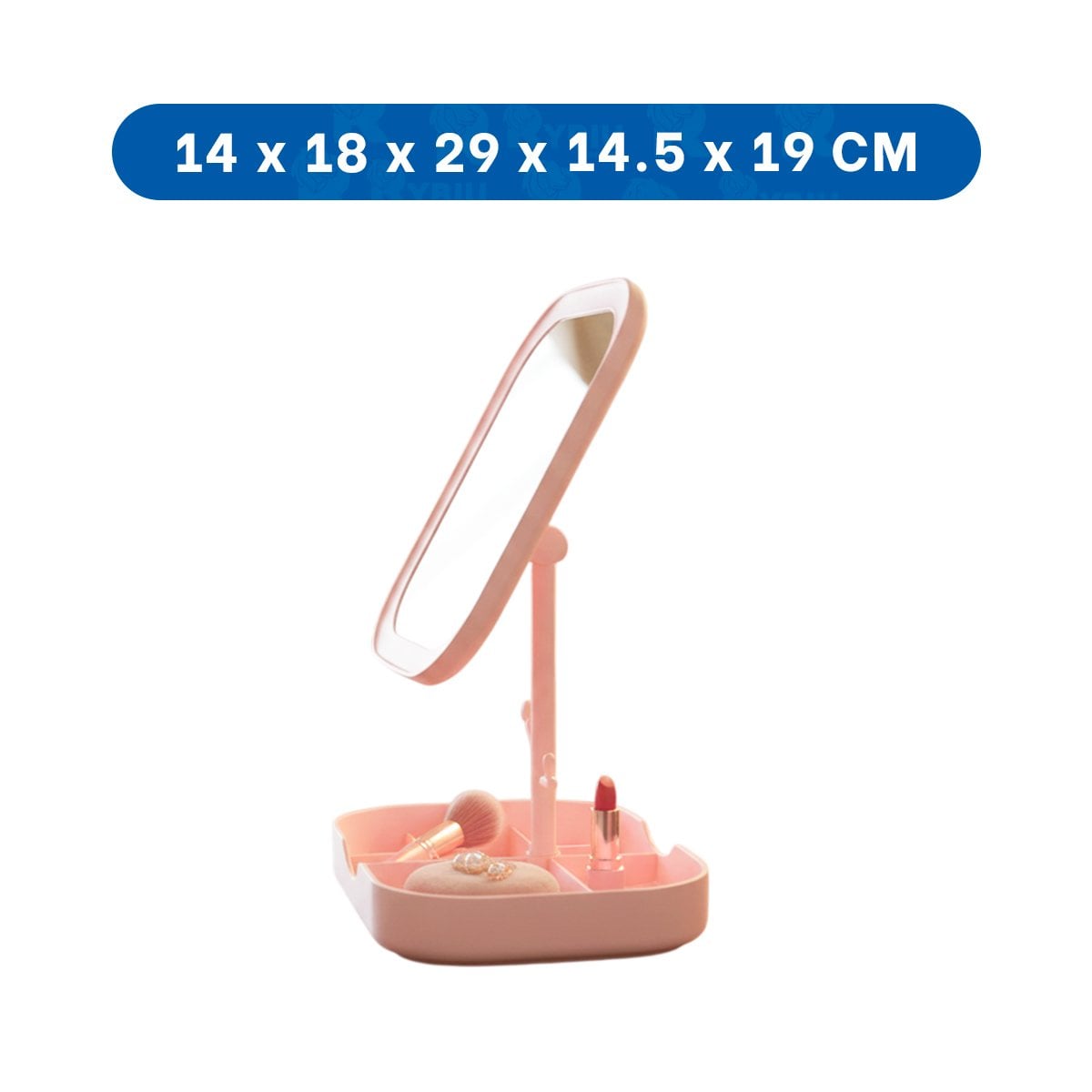 PACK2 BASE DE MAQUILLAJE CON LUZ LED CUADRADA ROSADA Y COMPARTIMENTOS - 4