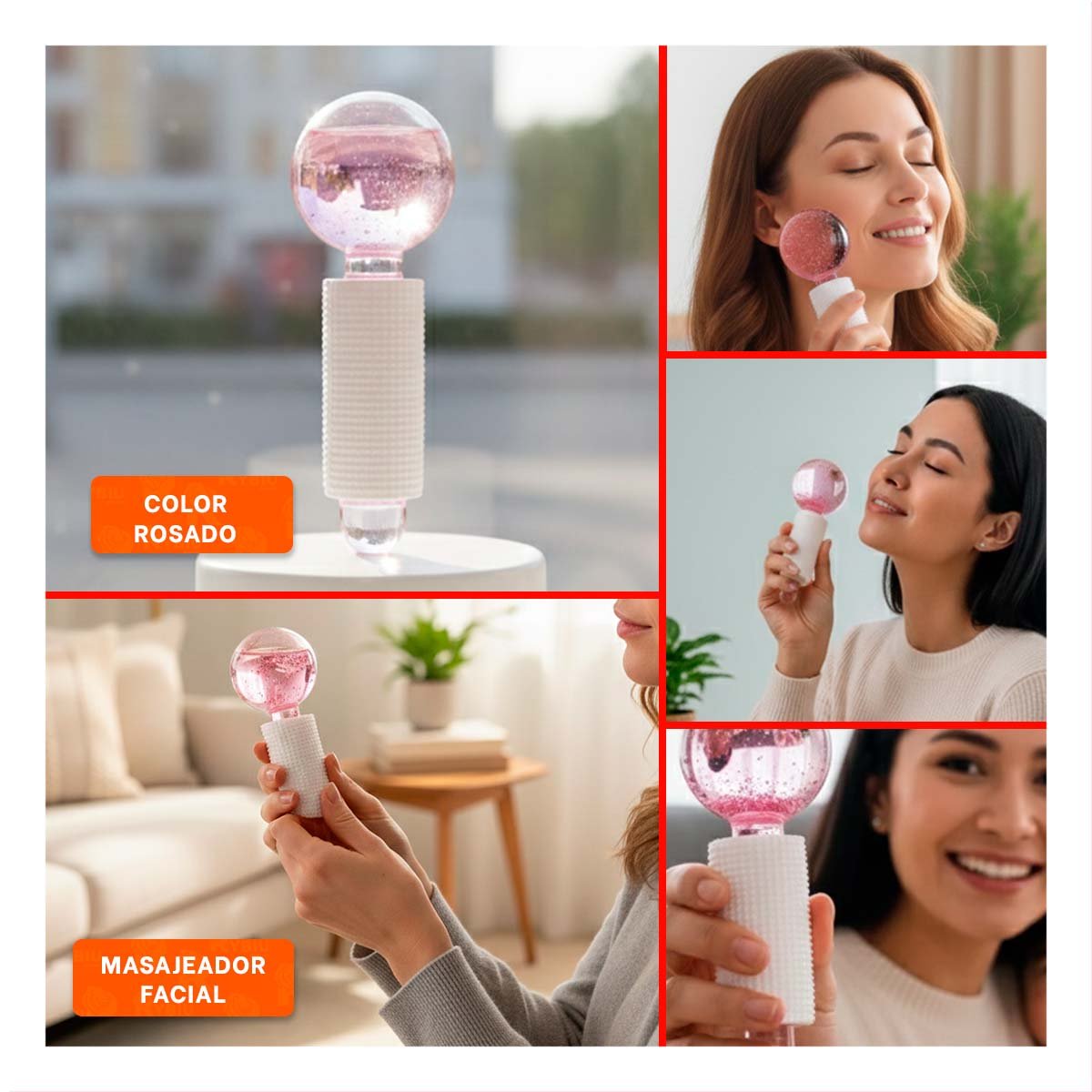 APLICADOR FACIAL GLOBOS DE HIELO PAR ROSADO USO EN CASA - 5