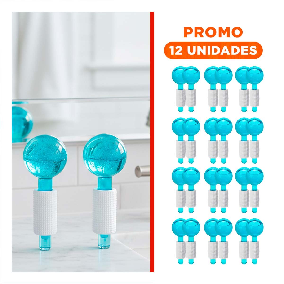 PACK12 SET FACIAL CON GLOBOS DE HIELO CELESTE PAR PARA CUIDADO PERSONAL Y+REGALO STICKER - 1