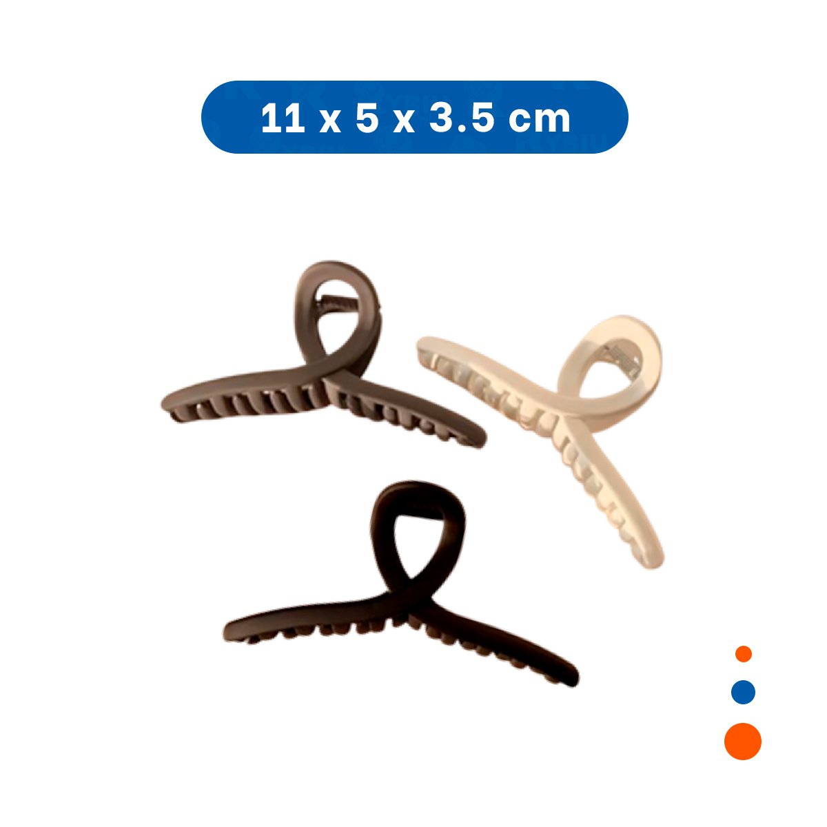 EQUIPO DE 4 ACCESORIOS DE CABELLO FORMA E EN NEGRO MARRON BEIGE Y+LIGAS REGALO - 4