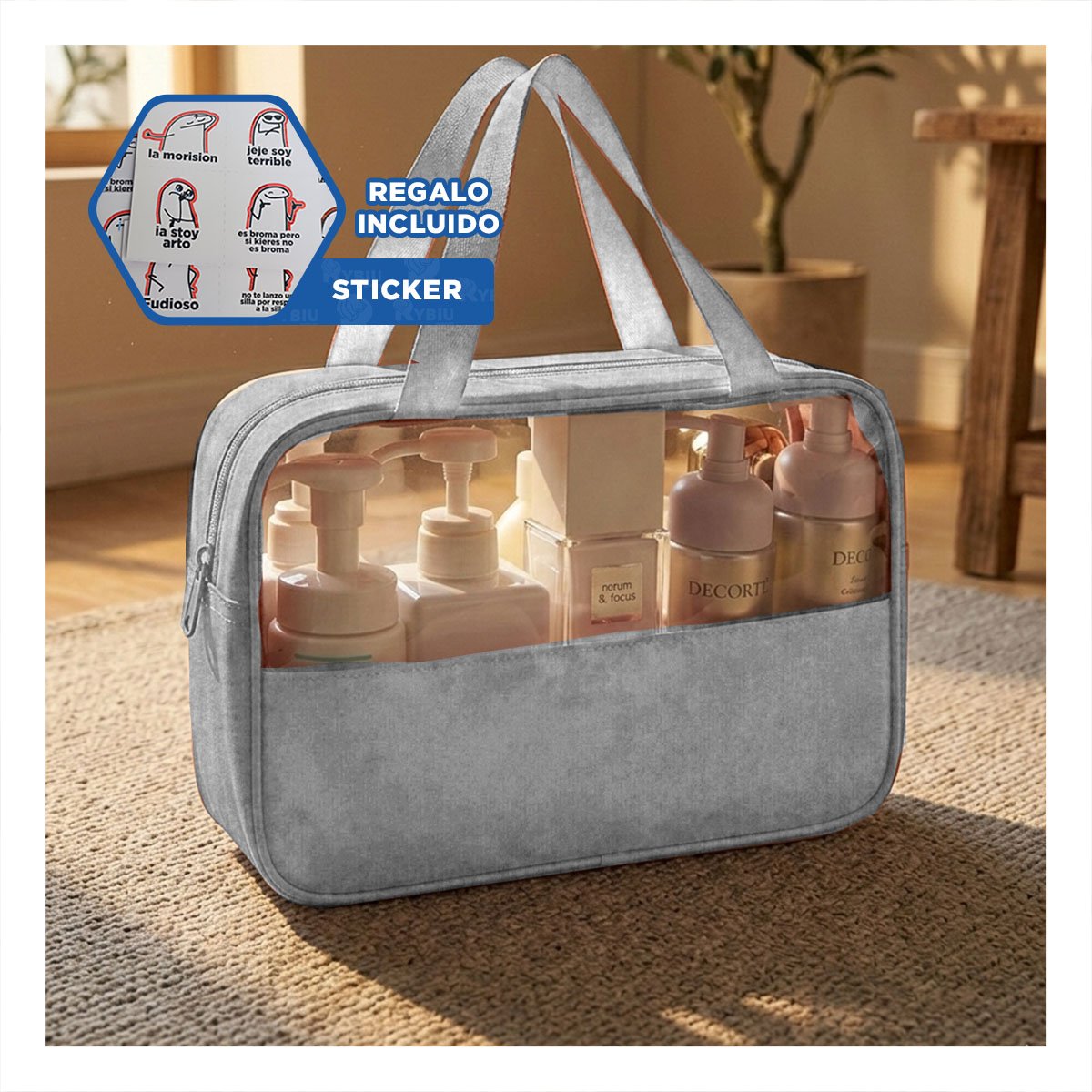 ORGANIZADOR RECTANGULAR CON ASAS PARA COSMETICOS ROSADO FUNCIONAL Y MODERNO Y+REGALO STICKER - 1