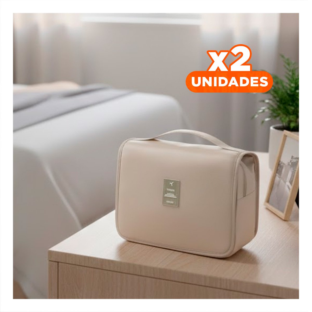 PACK2 ESTUCHE 24X8X19 CM BEIGE DE ASEO CON DISENO PRACTICO Y MEDIDAS Y+REGALO STICKER - 1
