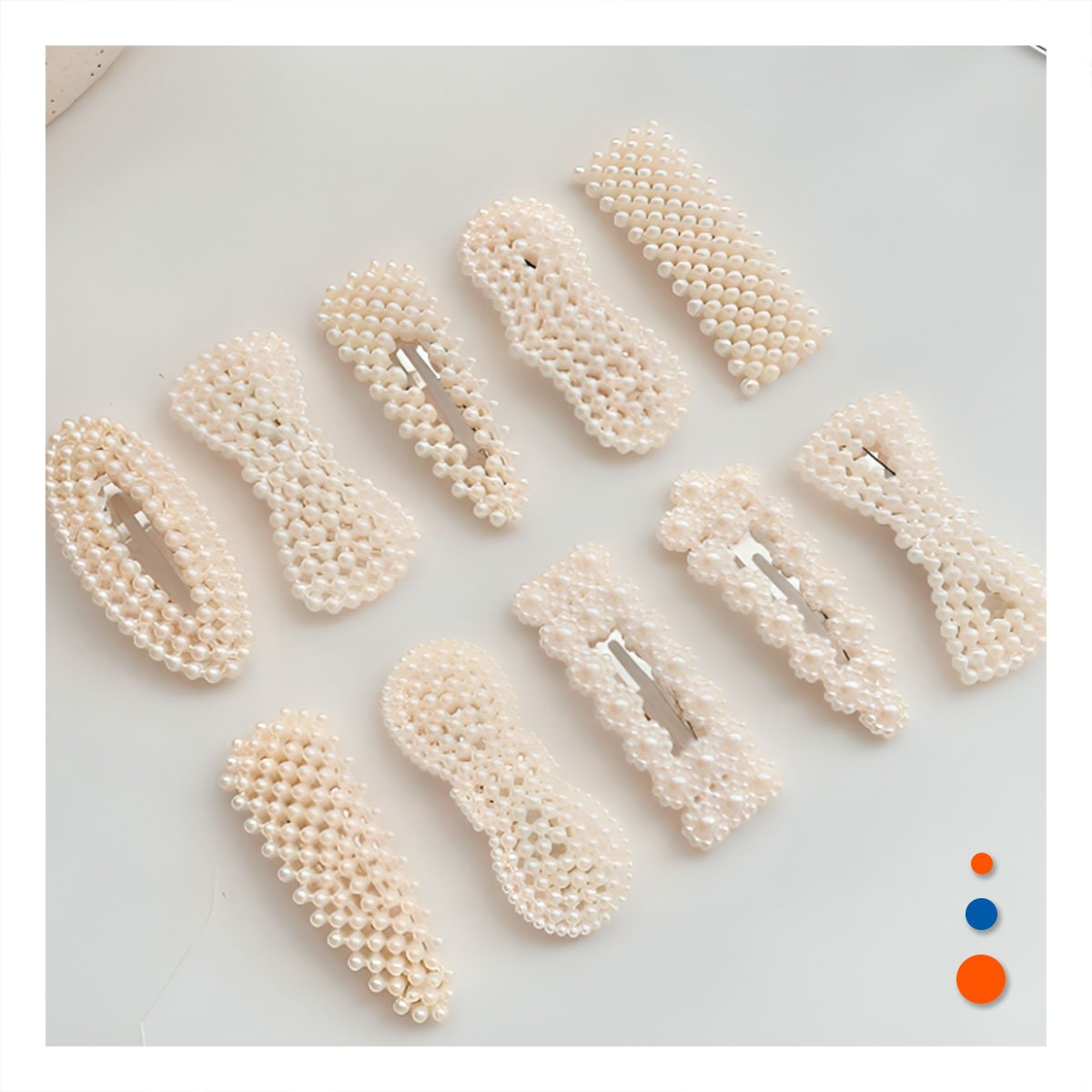 PACK4 COMBO 6 GANCHOS DE CABELLO CON PERLAS BEIGE ESTILO ELEGANTE Y+REGALO STICKER - 3