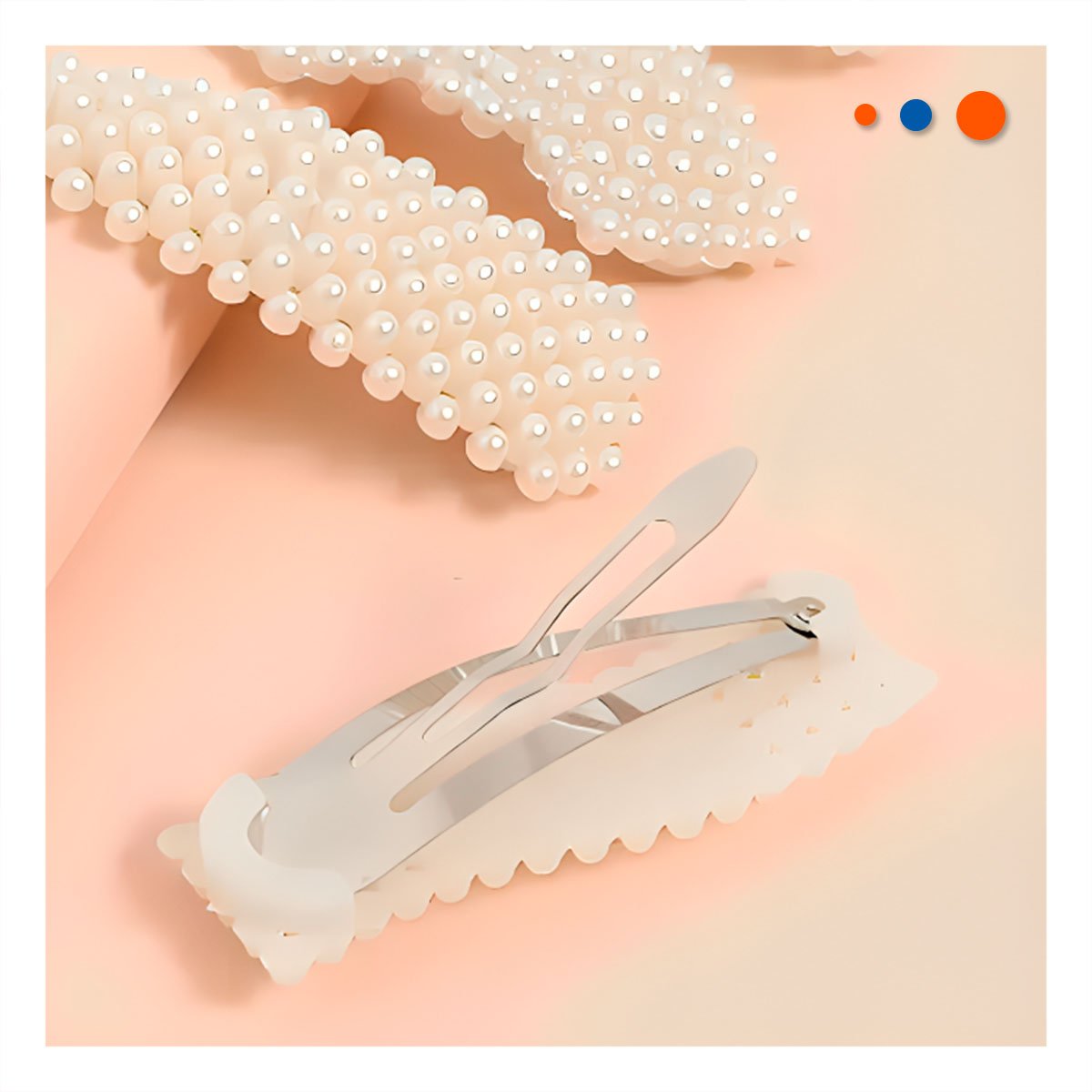 BROCHES 6 DE CABELLO CON PERLAS COLOR BEIGE MODA MUJER - 2
