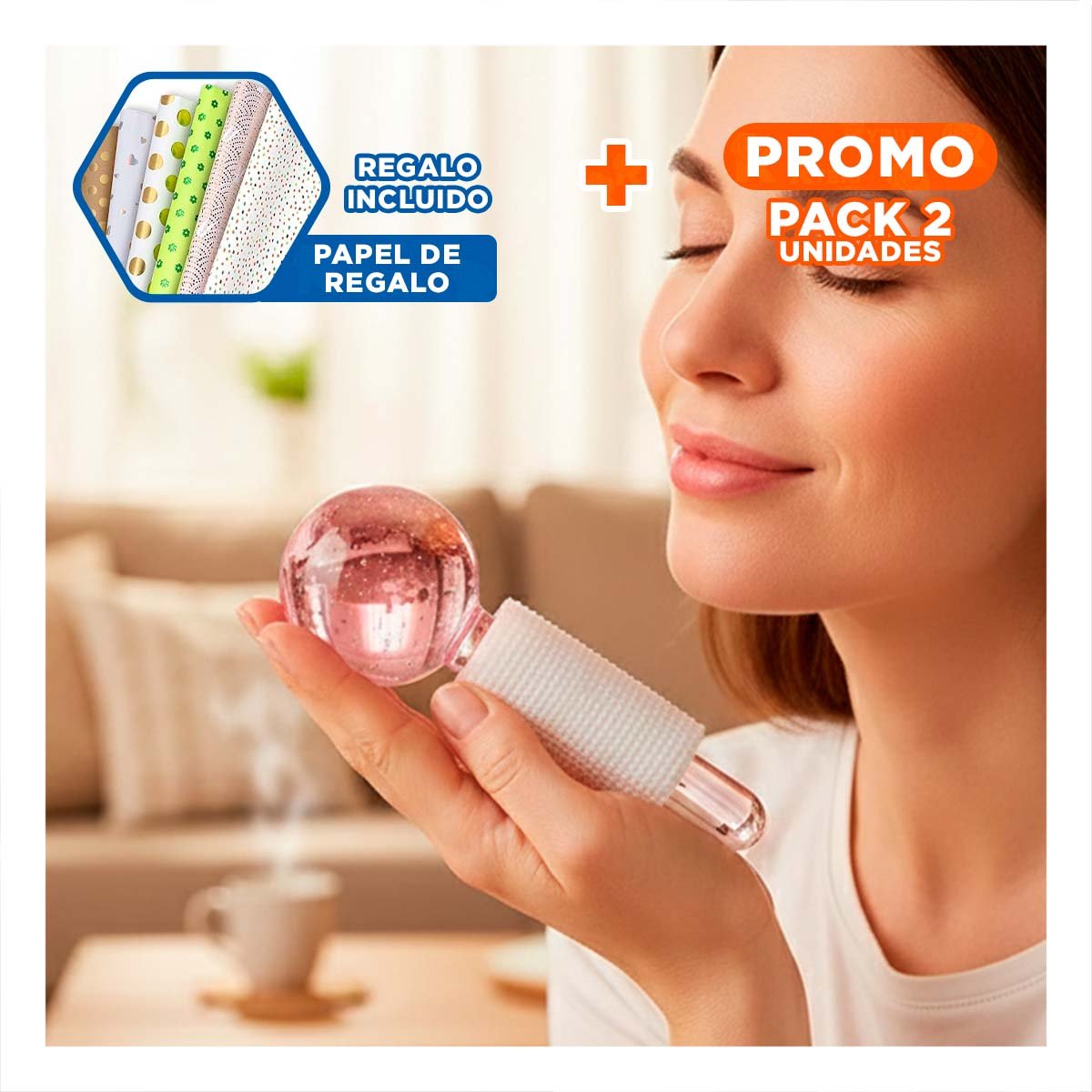 PACK2 KIT FACIAL GLOBOS DE HIELO PAR ROSADO PARA BELLEZA Y+PAPEL REGALO - 1