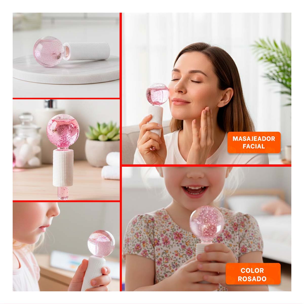 PACK2 KIT FACIAL GLOBOS DE HIELO PAR ROSADO PARA BELLEZA Y+PAPEL REGALO - 3