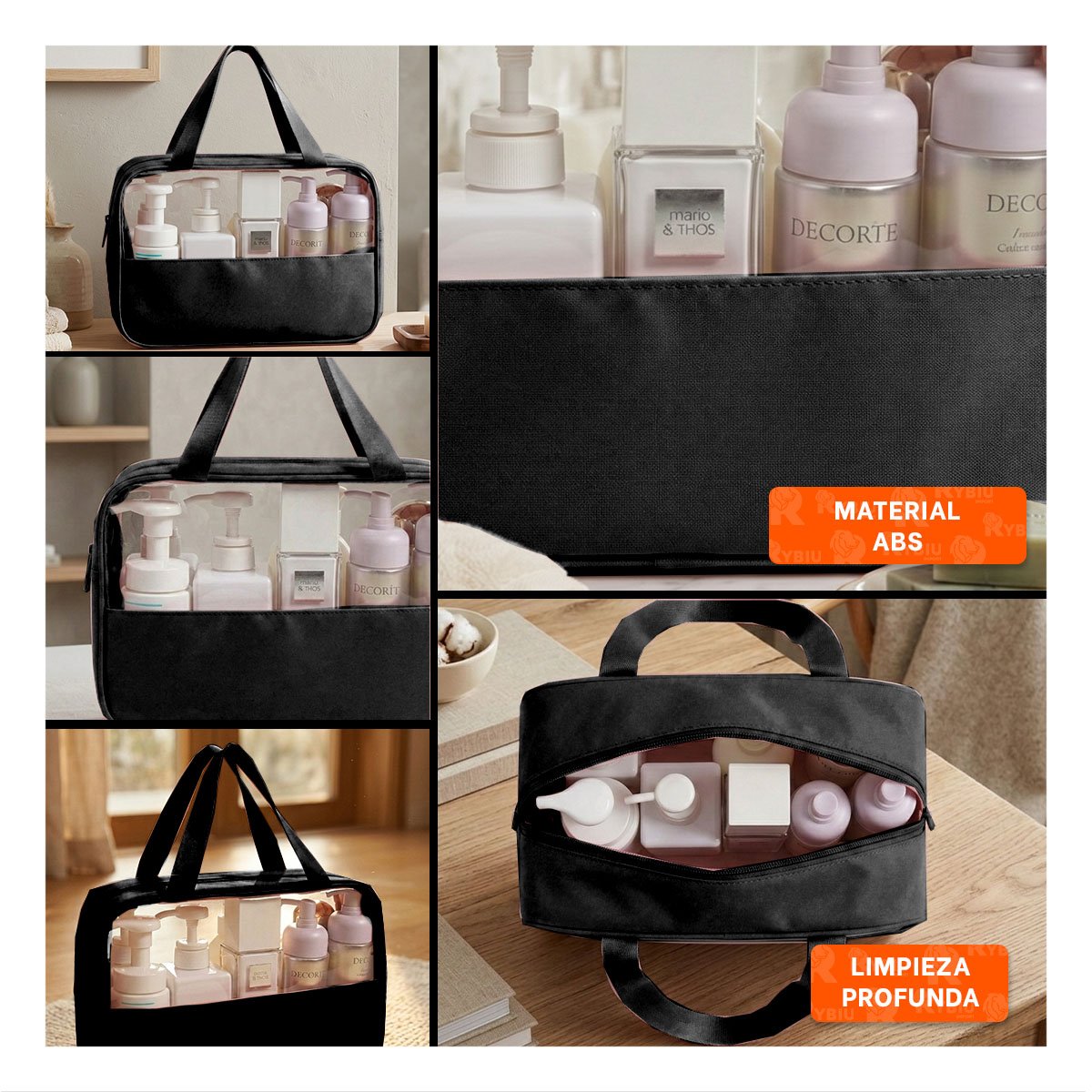 PACK2 ESTUCHE RECTANGULAR CON ASAS PARA ASEO NEGRO FUNCIONAL Y SEGURO Y+PAPEL REGALO - 3