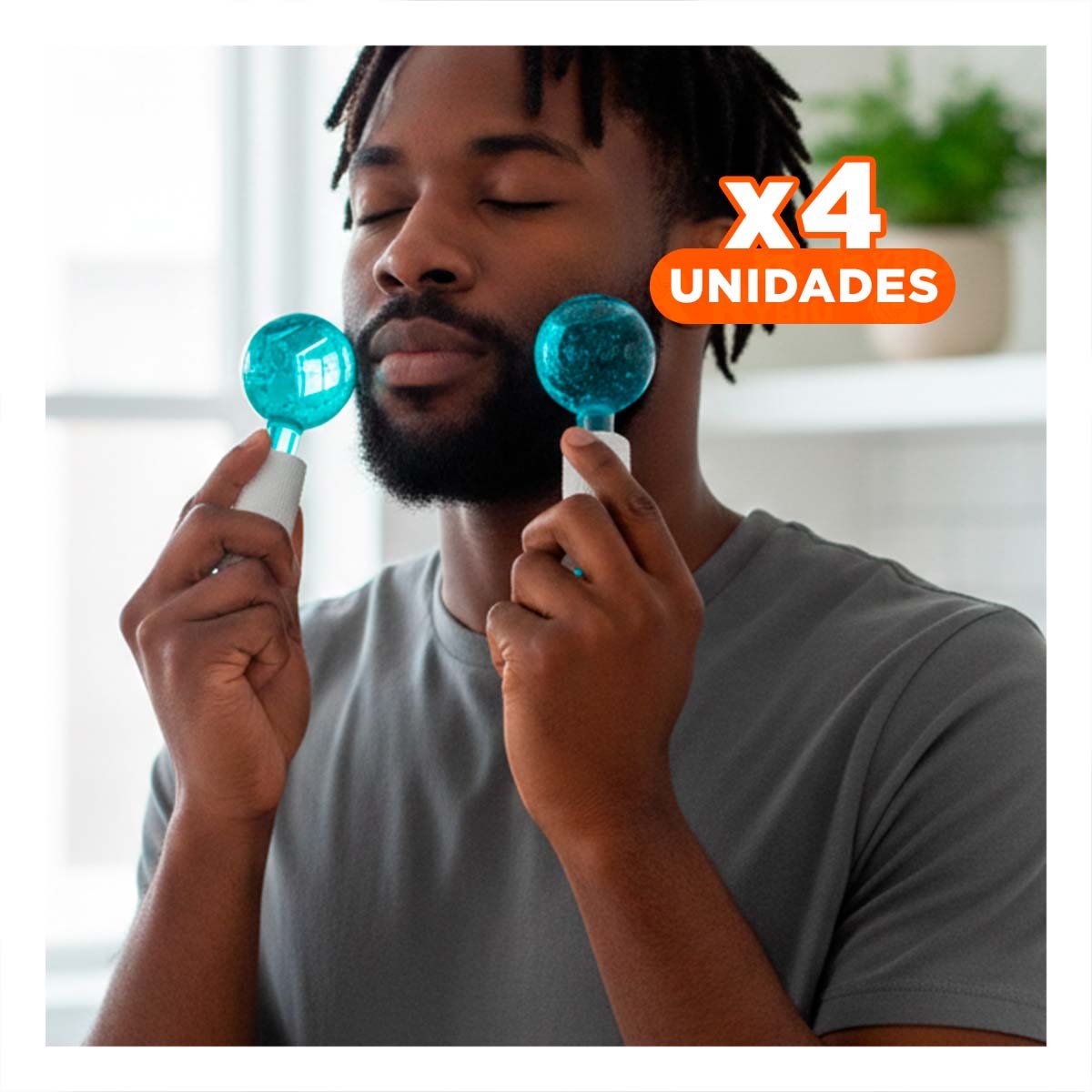 PACK4 RODILLO FACIAL CON GLOBOS DE HIELO CELESTE PAR PARA MASAJE EN CASA - 1