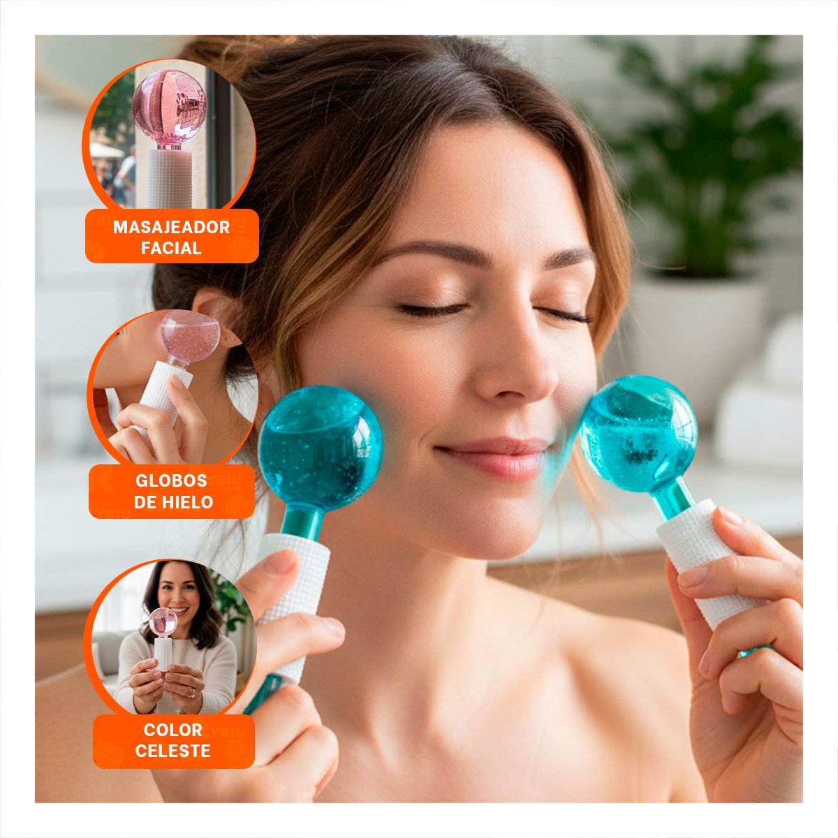 PACK2 SET FACIAL CON GLOBOS DE HIELO CELESTE PAR PARA PIEL SUAVE Y+PAPEL REGALO - 5