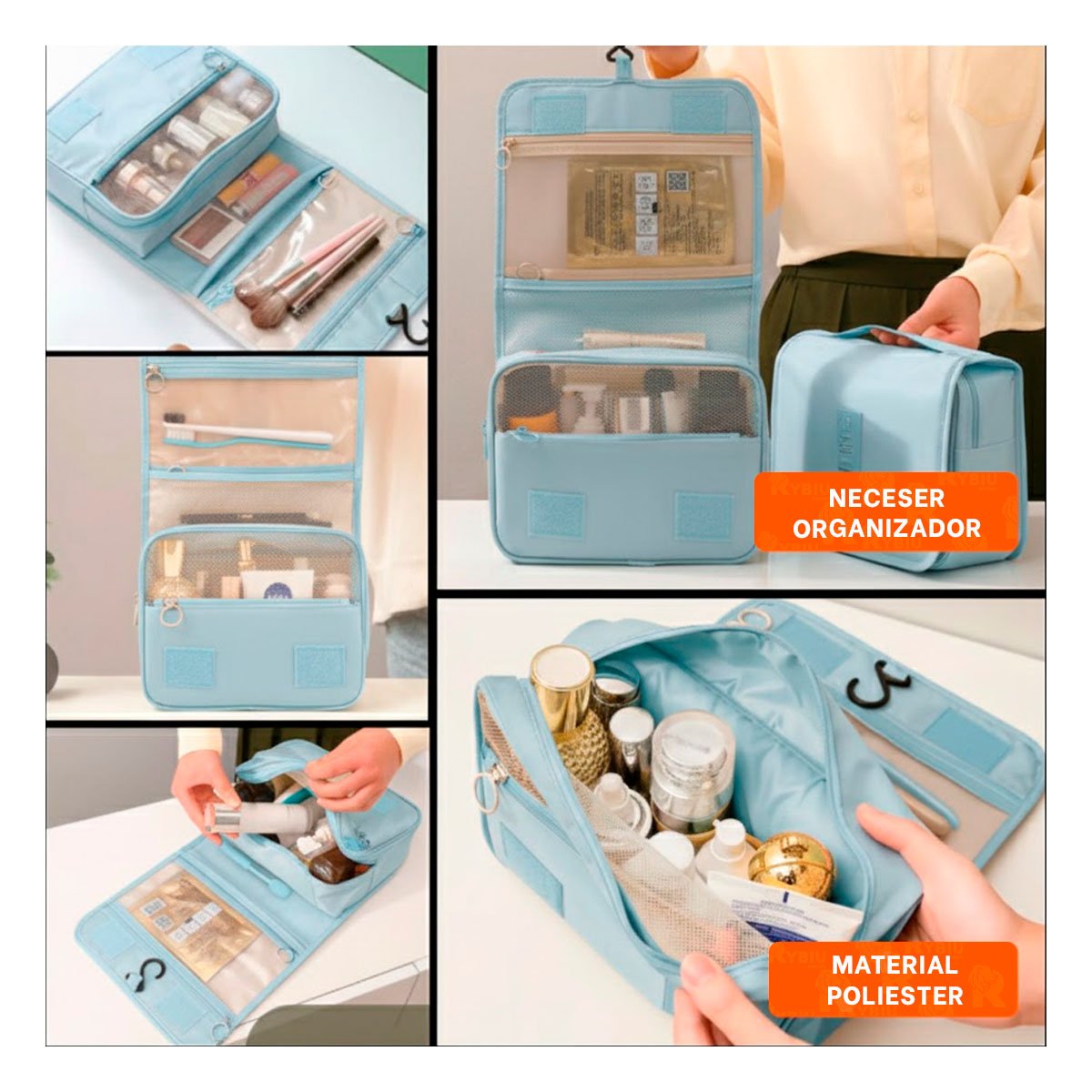 PACK2 NECESER 24X8X19 CM CELESTE CLARO FUNCIONAL PARA PERSONAS QUE VIAJAN Y+PAPEL REGALO - 3